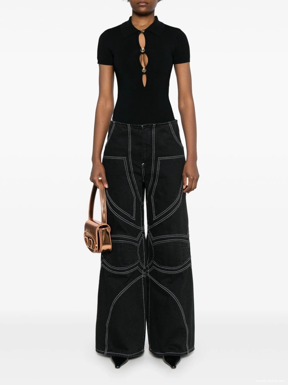 Affordable polo-collar knitted bodysuit Jeans Versace Women Couture 0329